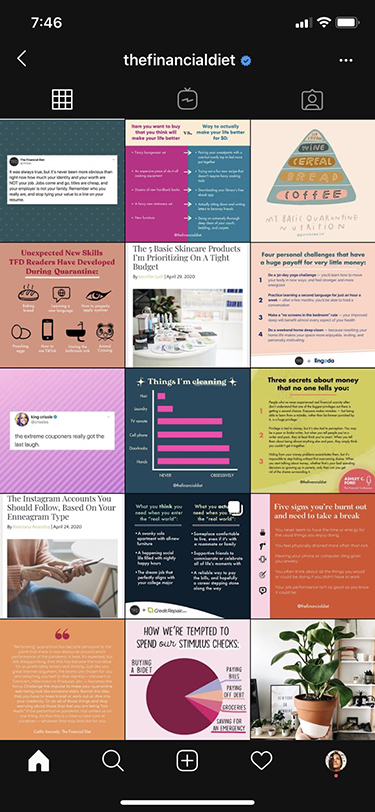 An example of poor social media branding. High quality infographics that aren't spaced out with other types of  images, causing a cluttered looks.