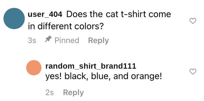screenshot of a conversation in instagram comments