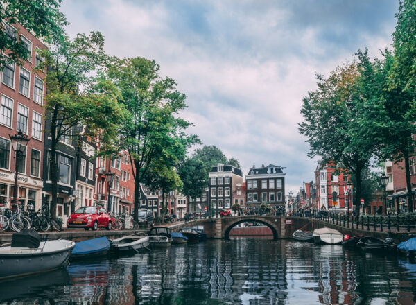 a view of the canals in Amsterdam